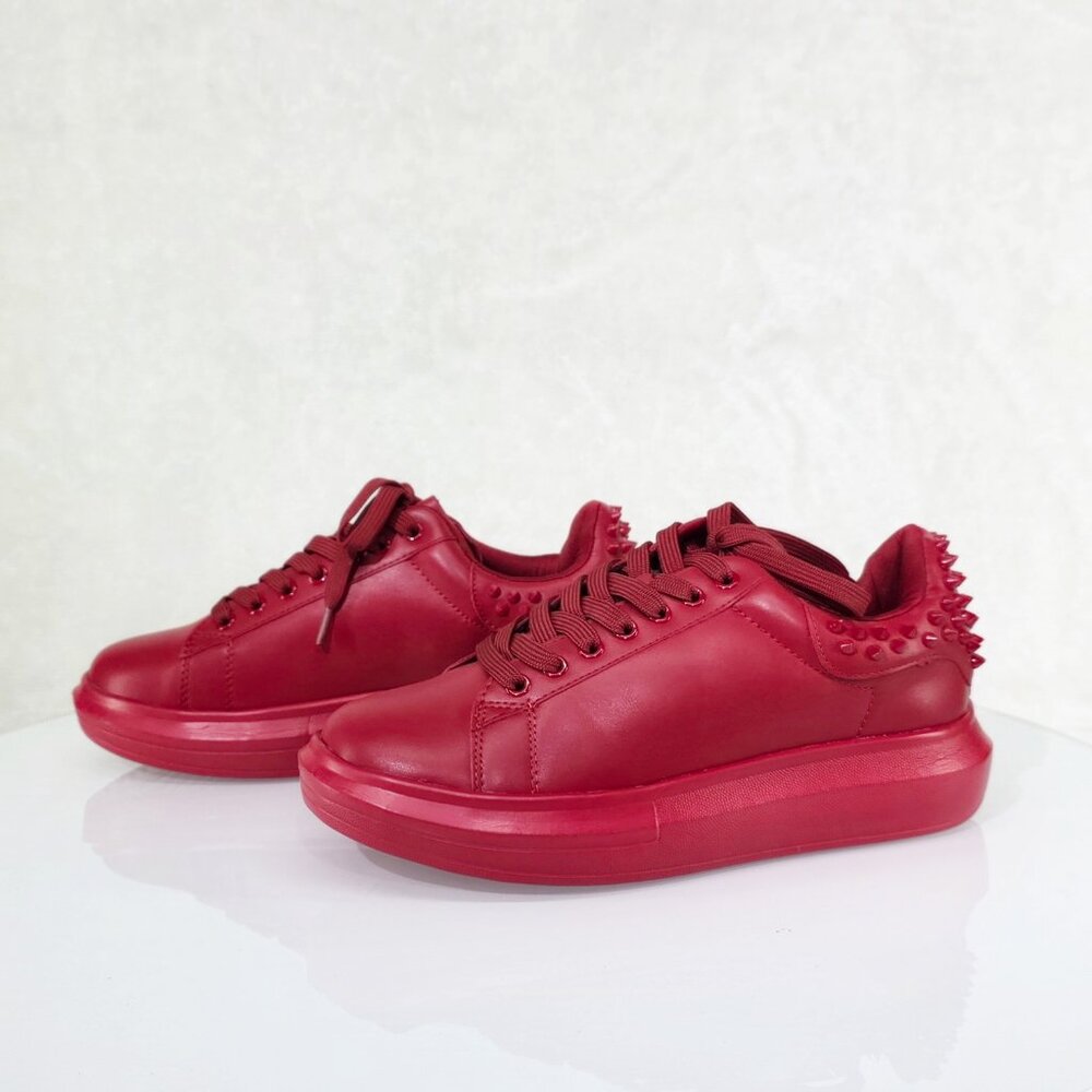 Mens Light Weight Spiked Sneakers Red Prince